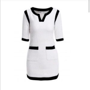 Black and white color block dress